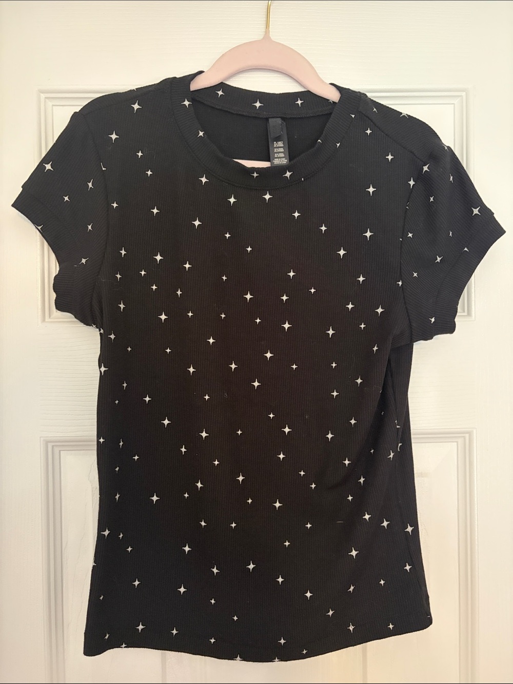 SKIMS Black Star Print Ribbed Short Sleeve Tee